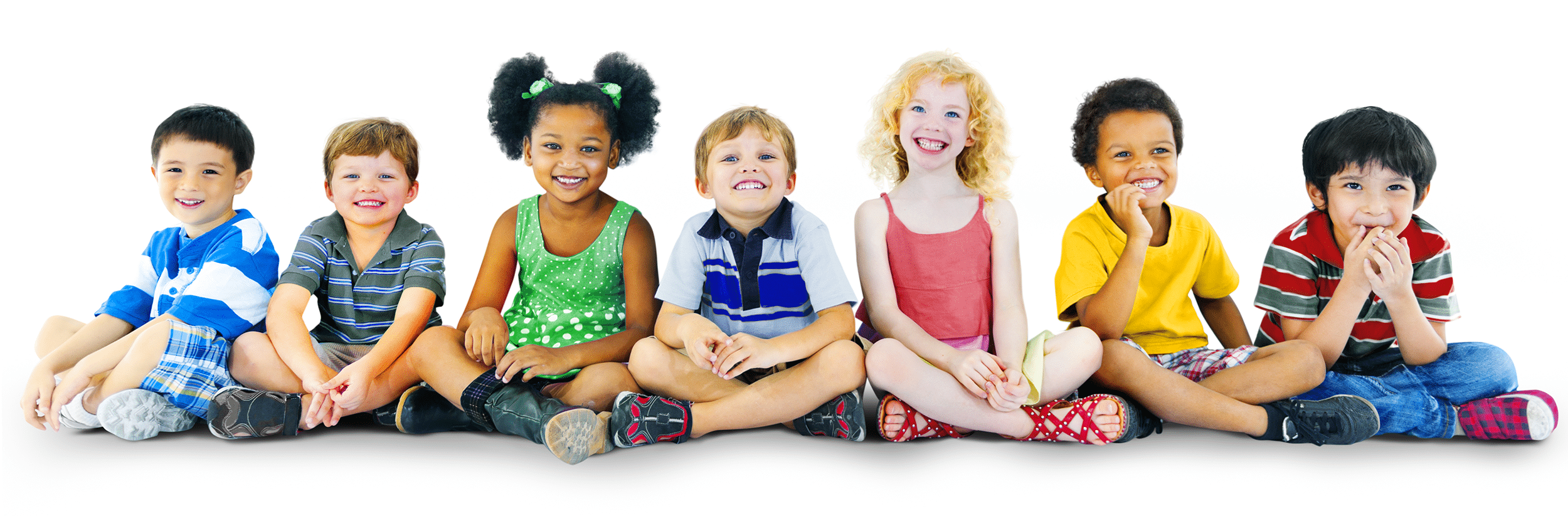 School kids white background